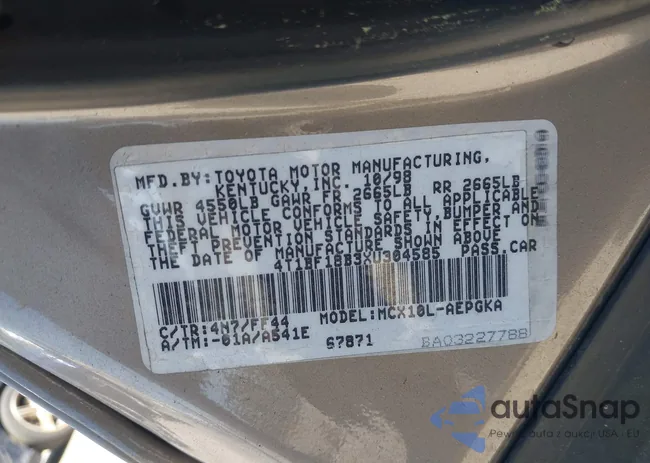 4T1BF18B3XU304585: 42146649