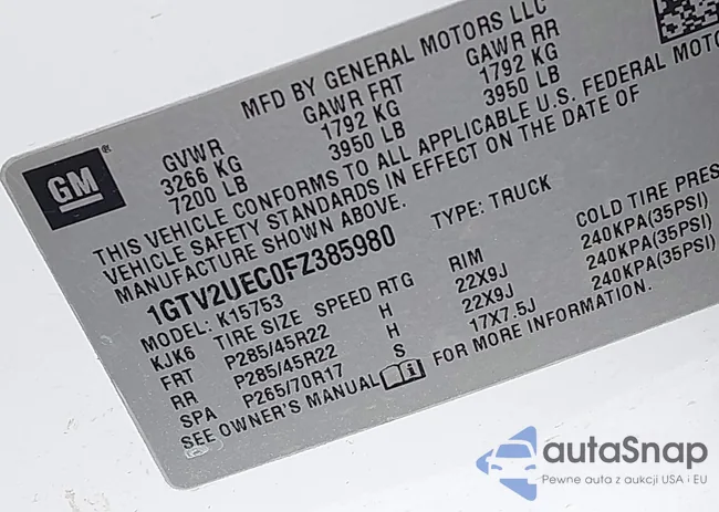 1GTV2UEC0FZ385980: 42146783