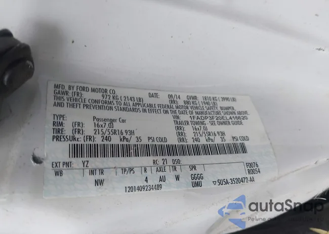 1FADP3F20EL416620: 42146918