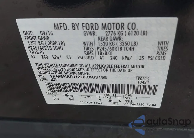 1FM5K8DH2HGA83198: 42146174