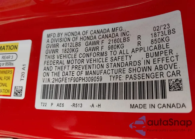 2HGFE1F90PH309059: 42146353