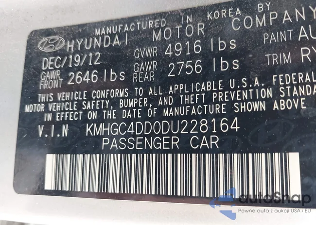 KMHGC4DD0DU228164: 42147647