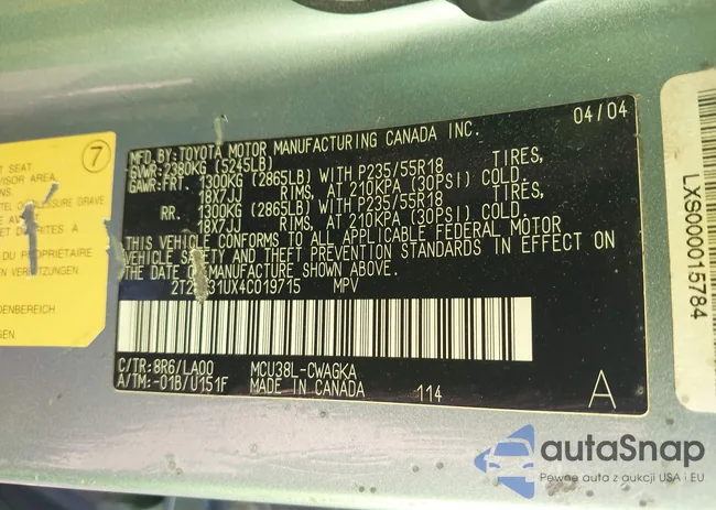 2T2HA31UX4C019715: 42147906