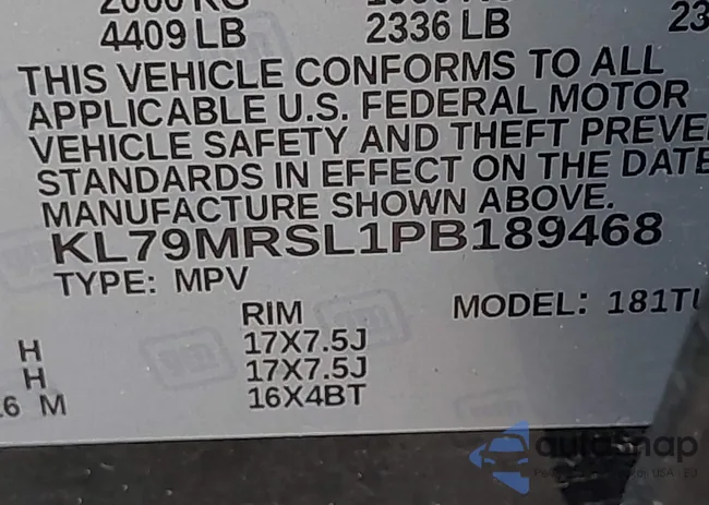 KL79MRSL1PB189468: 42147149