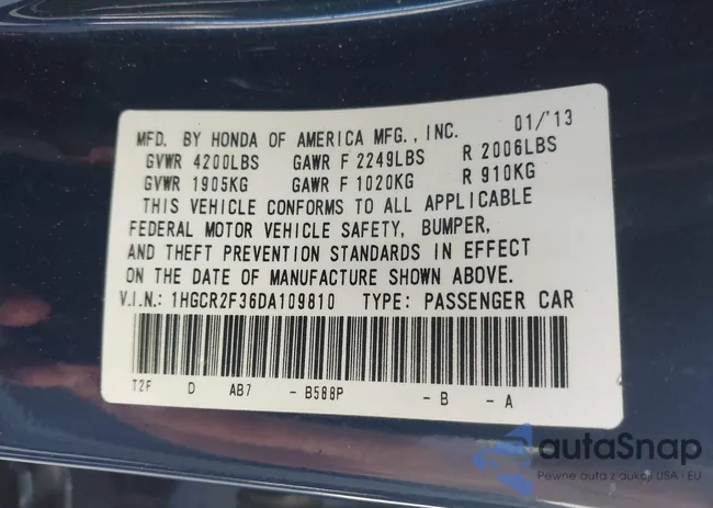 1HGCR2F36DA109810: 42147250