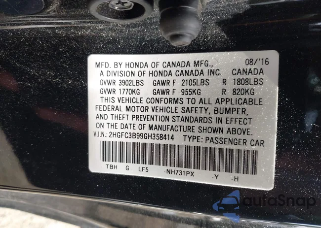 2HGFC3B99GH358414: 42147439