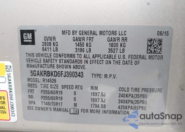 5GAKRBKD6FJ390343: 42147441