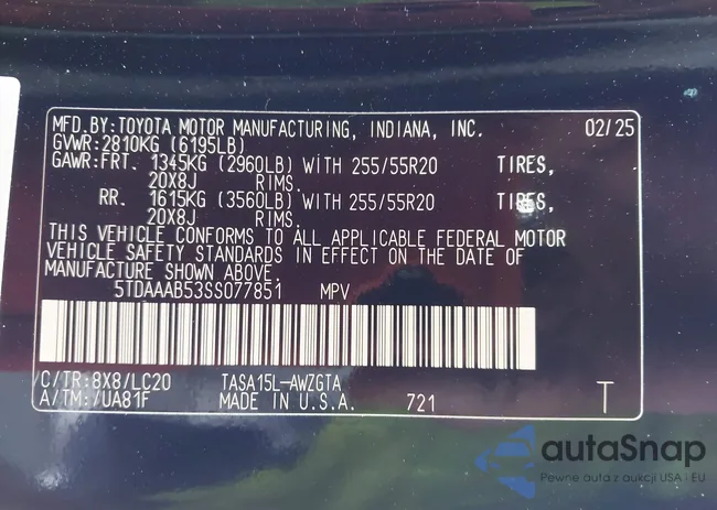 5TDAAAB53SS077851: 42148697