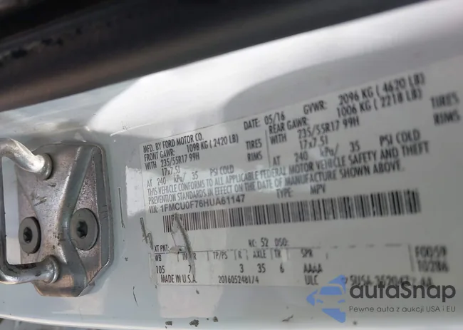 1FMCU0F76HUA61147: 42148789