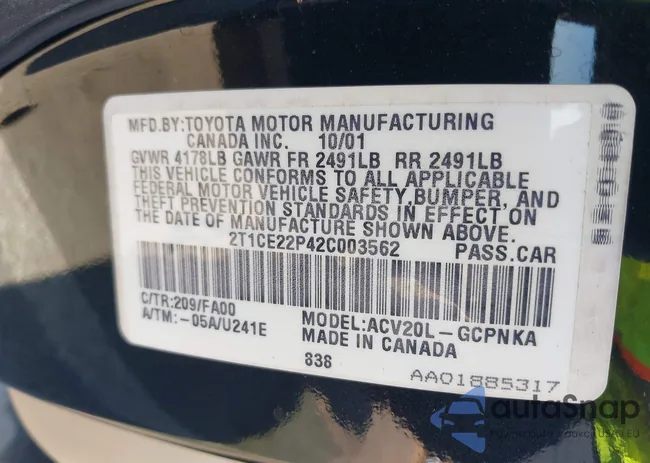 2T1CE22P42C003562: 42148879