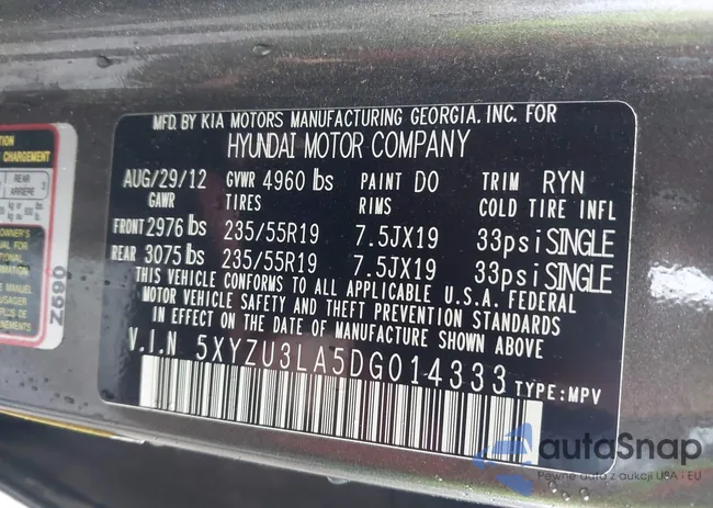 5XYZU3LA5DG014333: 42148224