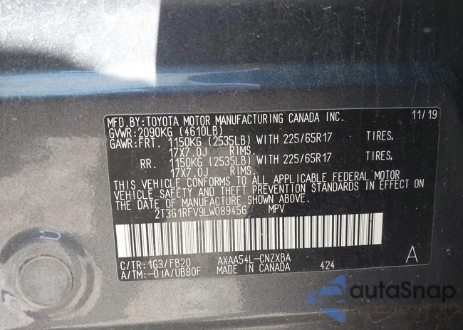 2T3G1RFV9LW089456: 42148236