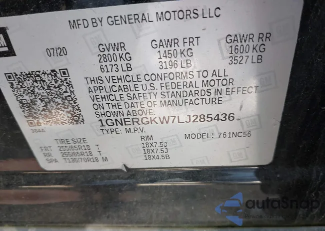 1GNERGKW7LJ285436: 42148254