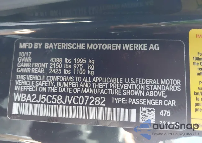 WBA2J5C58JVC07282: 42148314