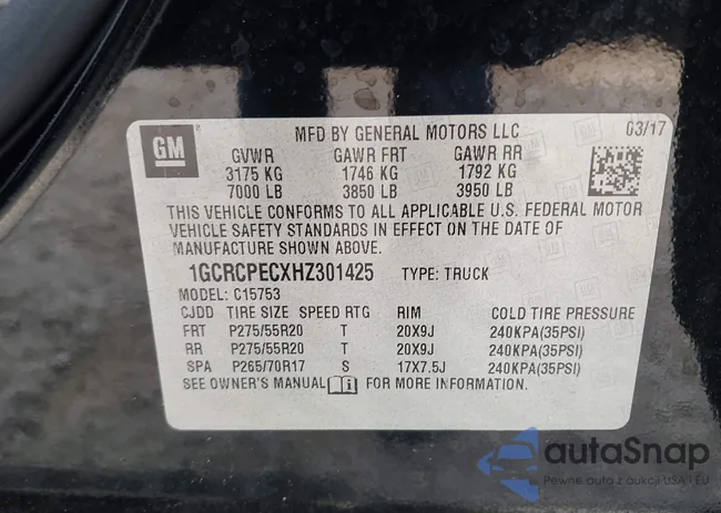 1GCRCPECXHZ301425: 42148410