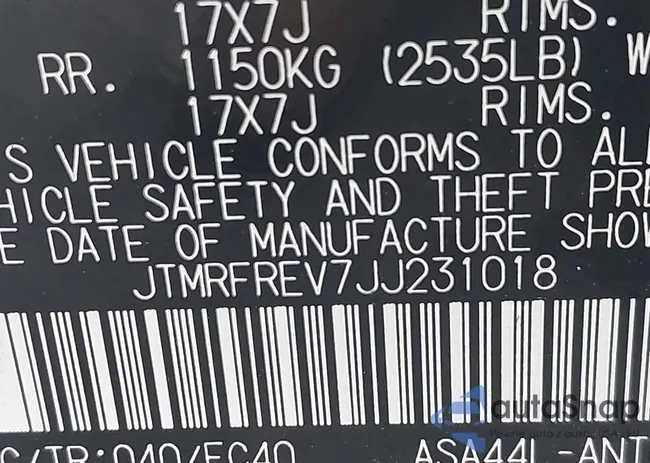 JTMRFREV7JJ231018: 42148457