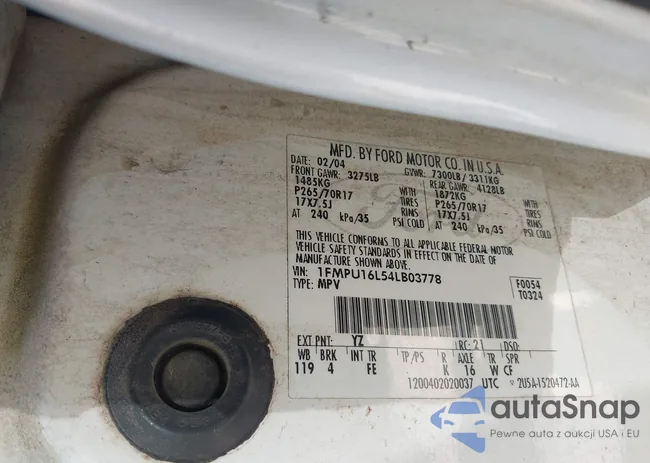 1FMPU16L54LB03778: 42148494