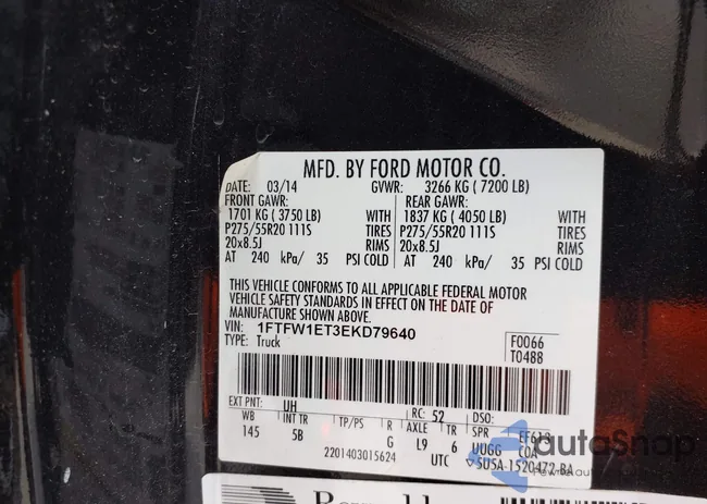 1FTFW1ET3EKD79640: 42148510