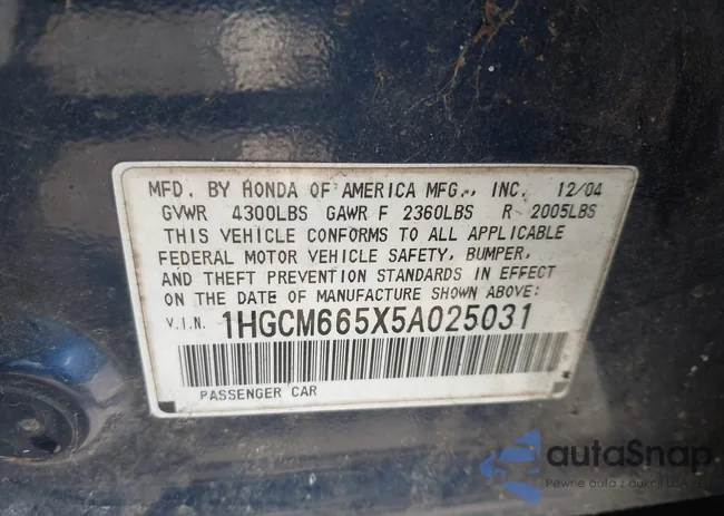 1HGCM665X5A025031: 42149698