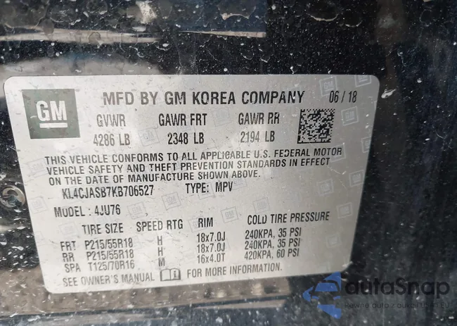 KL4CJASB7KB706527: 42149708