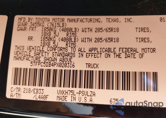 5TFPC5DB4PX020316: 42150040