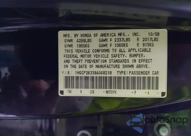 1HGCP26339A048218: 42149498