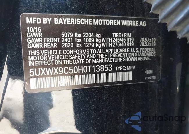 5UXWX9C50H0T13853: 42150722