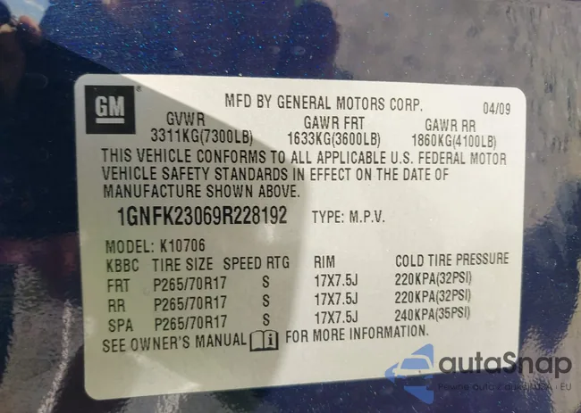 1GNFK23069R228192: 42150755