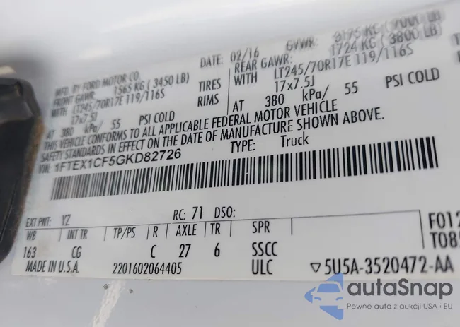 1FTEX1CF5GKD82726: 42150764