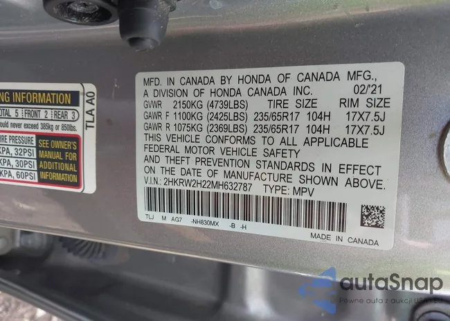 2HKRW2H22MH632787: 42150800