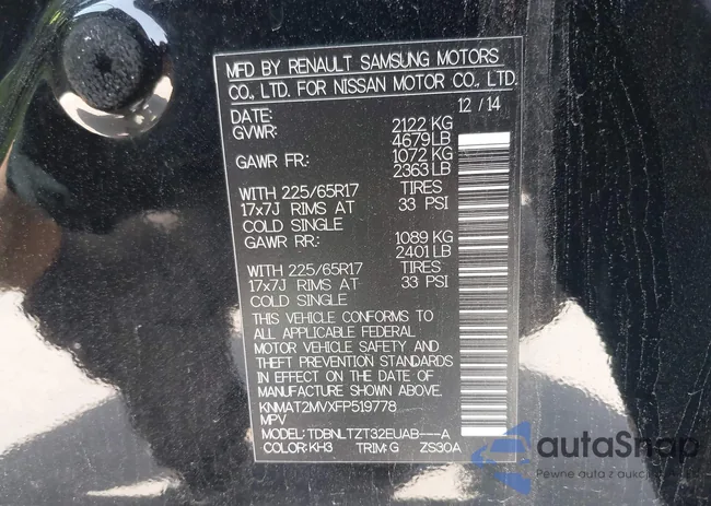 KNMAT2MVXFP519778: 42150973