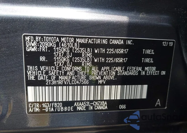 2T3H1RFV7LC047566: 42150310