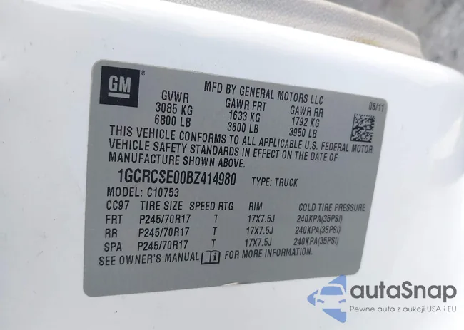 1GCRCSE00BZ414980: 42151812