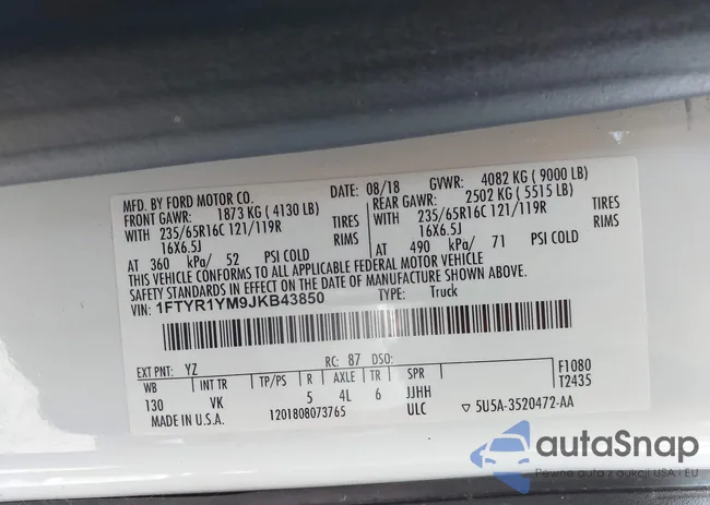 1FTYR1YM9JKB43850: 42151963