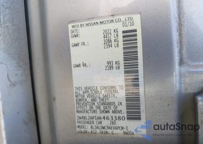 1N4BL2AP1AN463380: 42152003