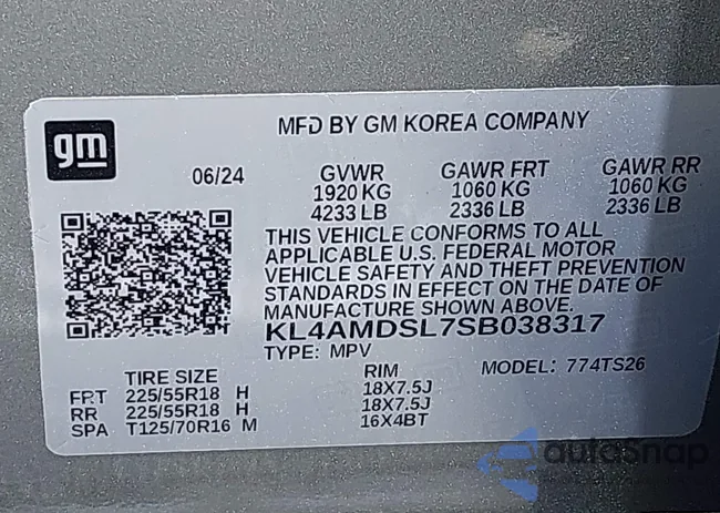 KL4AMDSL7SB038317: 42151204