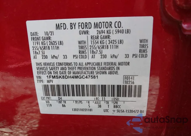 1FMSK8DH4MGC47581: 42151310