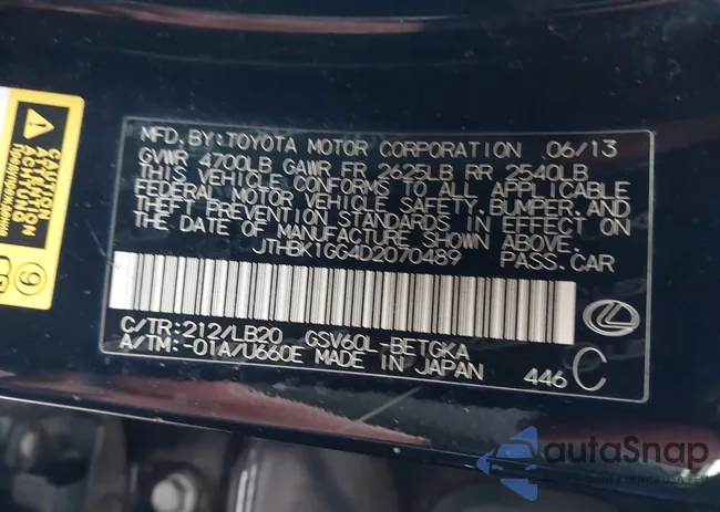 JTHBK1GG4D2070489: 42151324