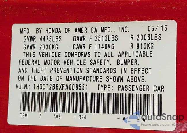 1HGCT2B8XFA008551: 42152771