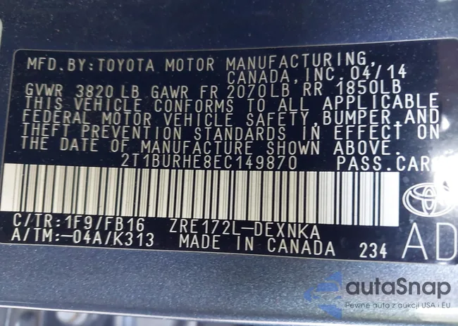 2T1BURHE8EC149870: 42153019