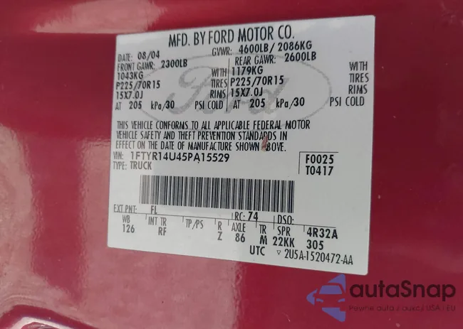 1FTYR14U45PA15529: 42152120