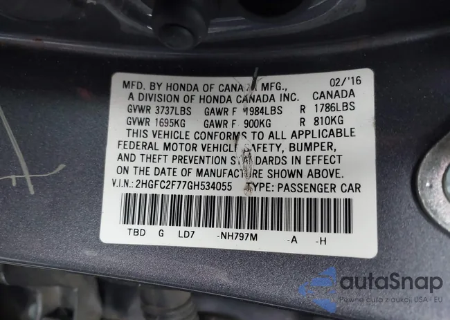 2HGFC2F77GH534055: 42153665