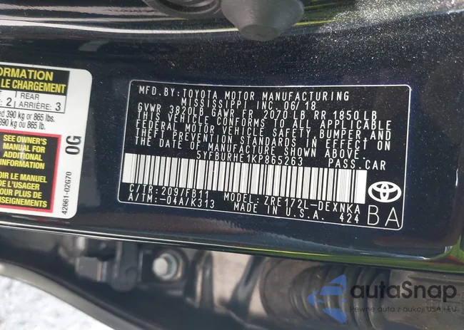 5YFBURHE1KP865263: 42153766