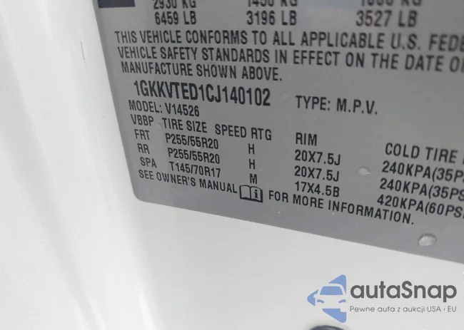 1GKKVTED1CJ140102: 42153989