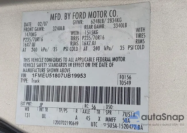 1FMEU51807UB19953: 42154055