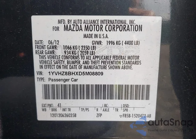 1YVHZ8BHXD5M08809: 42153359