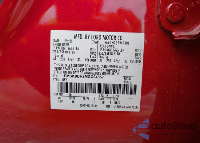 1FMSK8DH2MGC04857: 42154563