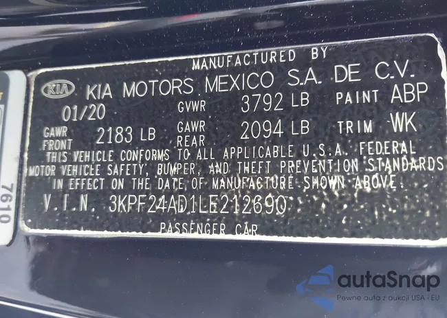 3KPF24AD1LE212690: 42154633