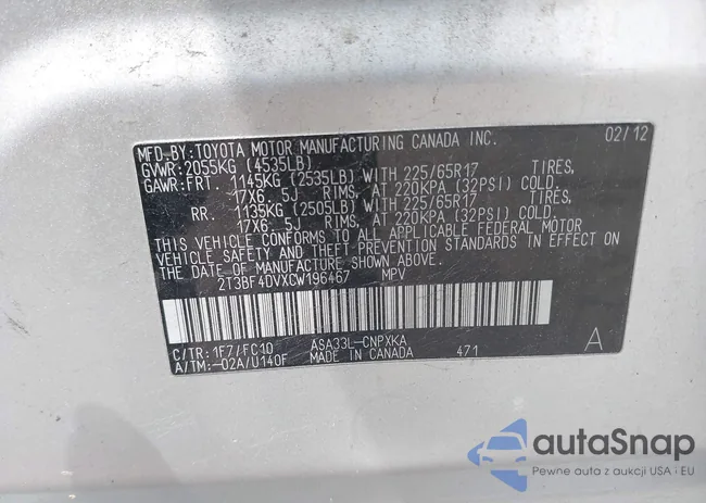 2T3BF4DVXCW196467: 42155090