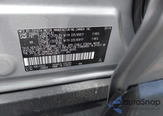 2T3H1RFVXRW339817: 42155862